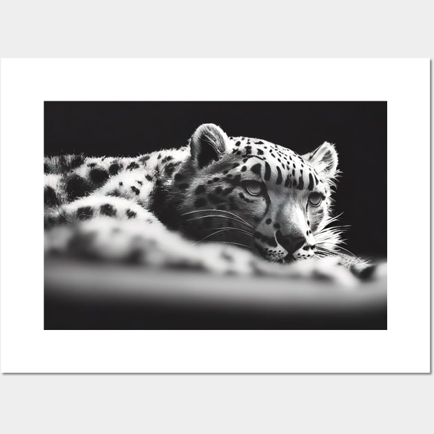 Tired Cute leopard lying down Wall Art by DyeruArt